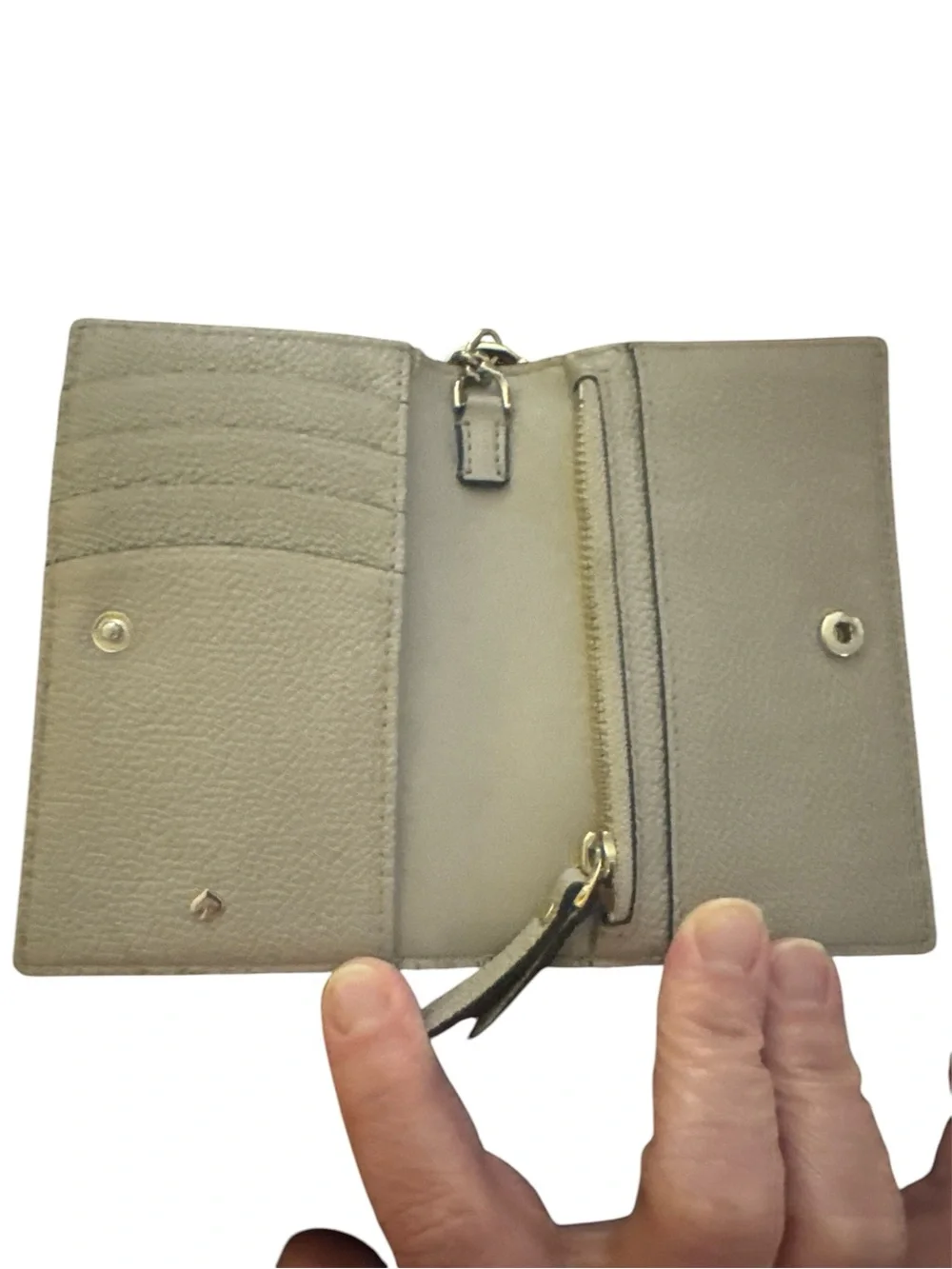 kate spade Two-Tone Pebbled Leather Card Case in Black and Taupe